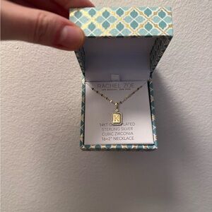 Letter K Rachel Zoe Silver Necklace with Cubic Zirconia